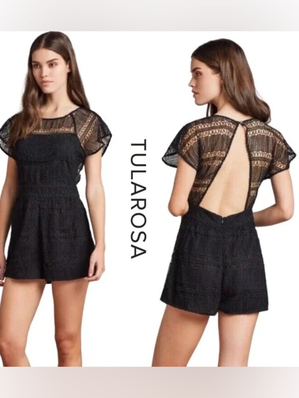 Tularosa Brynn Embroidered Eyelet Open Back Romper